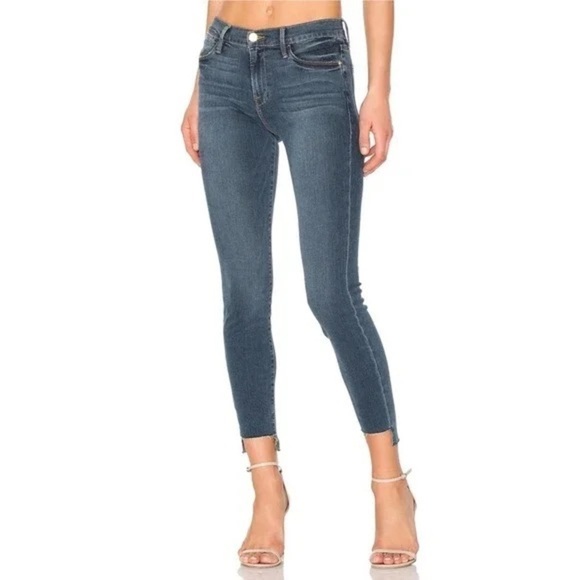 Frame Denim Le High Skinny Step Hem Jeans in Woodhaven Wash Size 26 - Picture 2 of 12